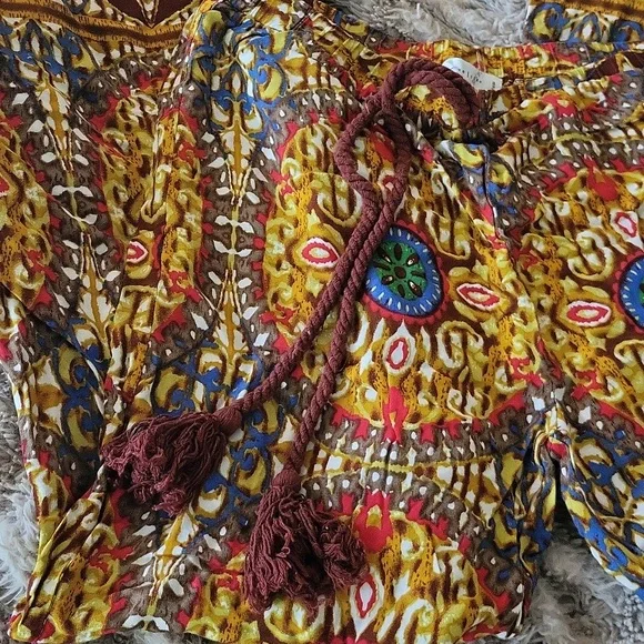 Bohemian Free People Inspired Colorful Pattern Palazzo Pants By Love Tree ๐พ - Picture 3 of 5